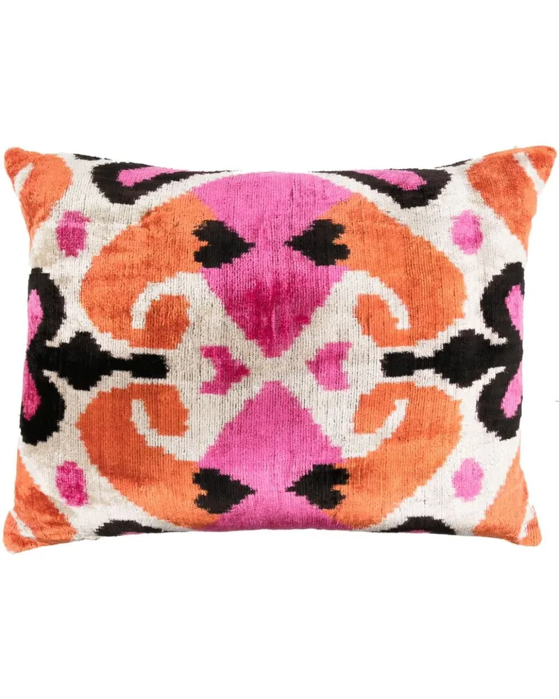 Les-Ottomans Samtkissen mit abstraktem Print Rosa