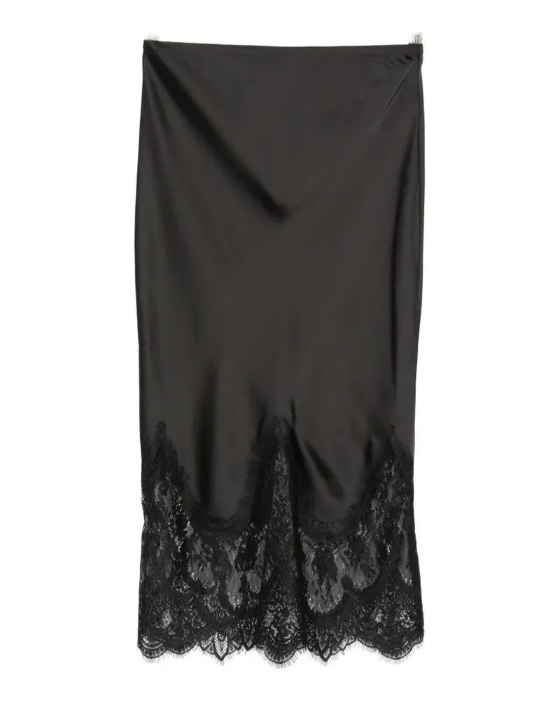 Norma Kamali lace-trim midi skirt - Schwarz Schwarz
