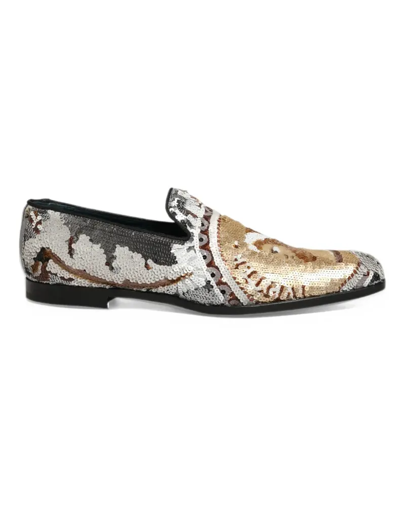 Dolce & Gabbana sequin-embellished slip-on loafers - Weiß Weiß