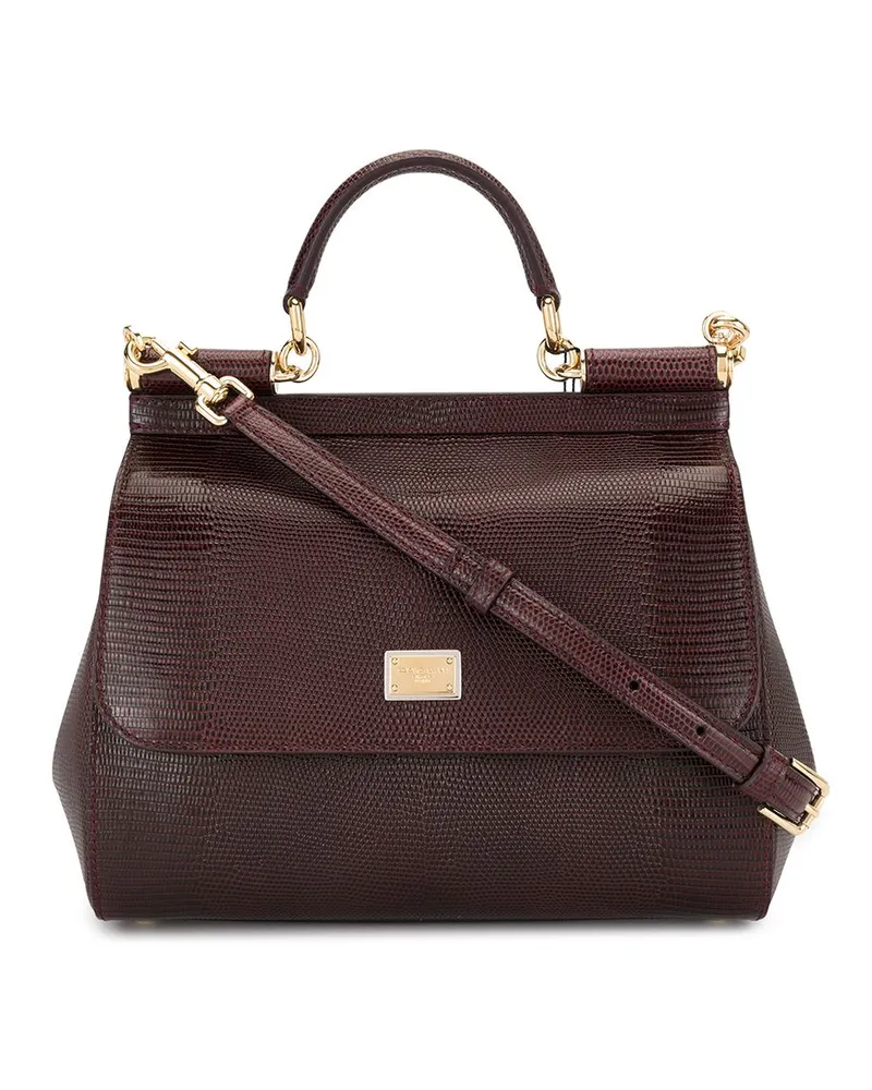 Dolce & Gabbana Große Sicily Handtasche mit Leguan-Print - Rot Rot