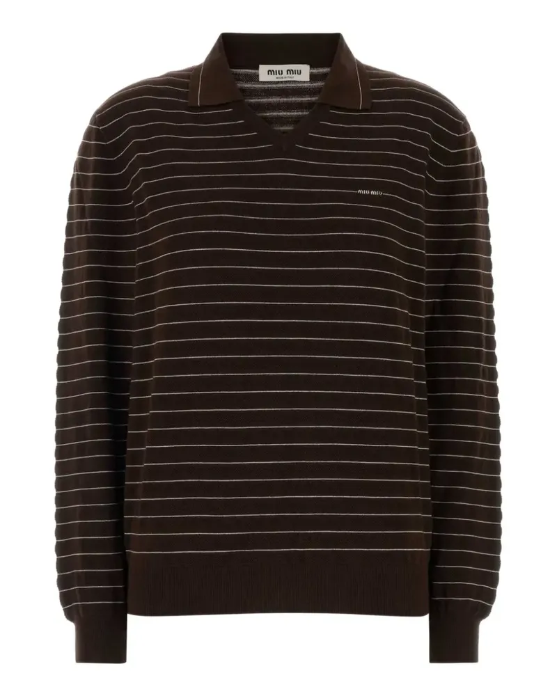Miu Miu striped polo-collar sweater - Braun Braun