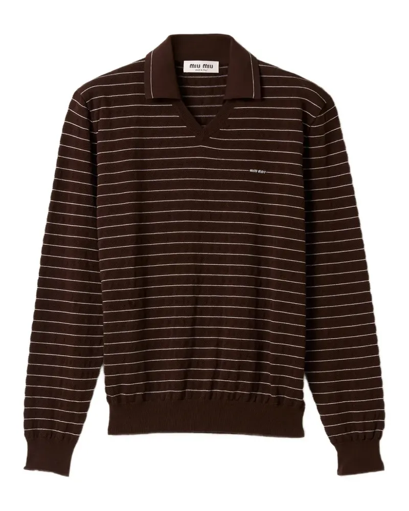 Miu Miu Gestreifter Pullover mit Polokragen - Braun Braun