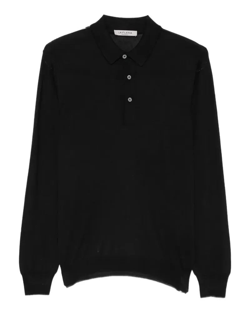 La Fileria Poloshirt mit geknöpftem Kragen - Schwarz Schwarz