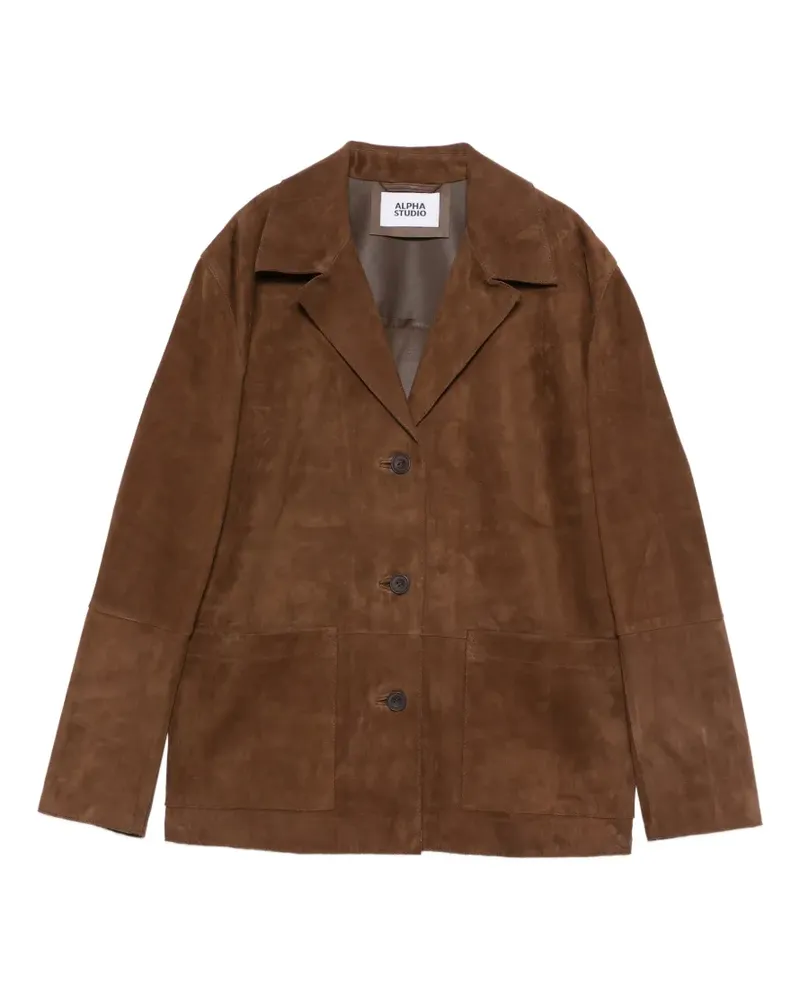 Alpha Studio patch-pocket suede blazer - Braun Braun