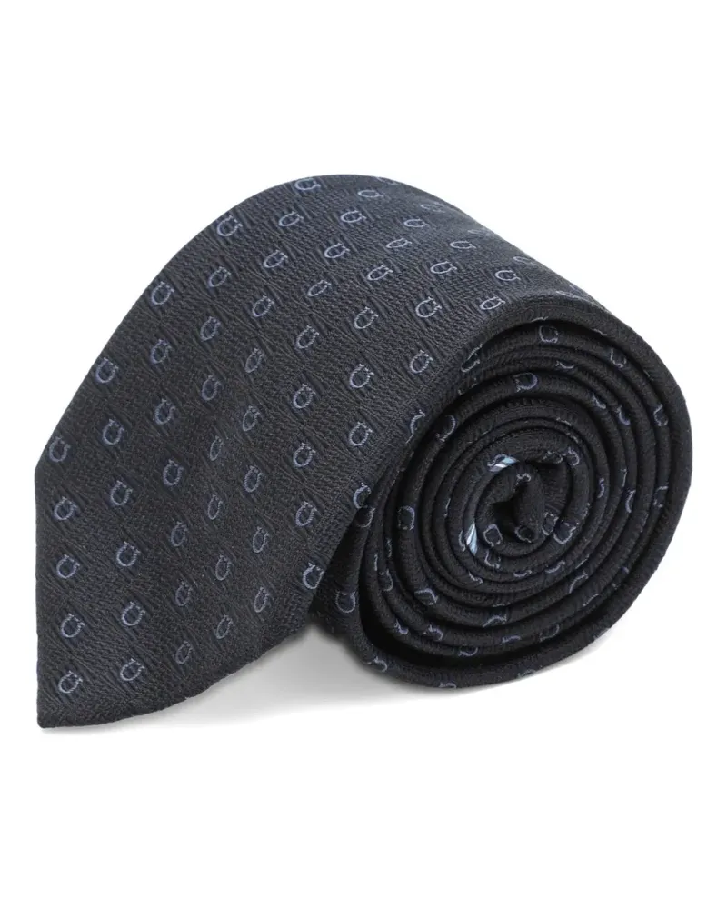 Ferragamo Seidenkrawatte mit Gancini-Jacquardmuster - Schwarz Schwarz