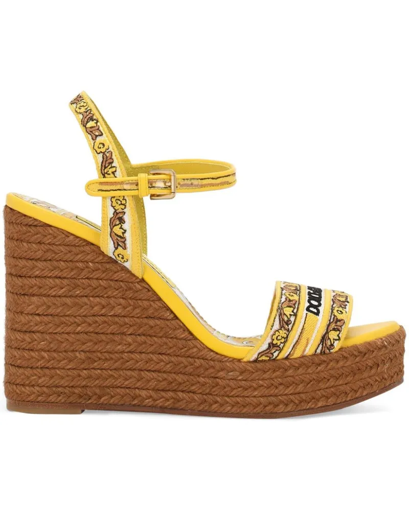 Dolce & Gabbana Sandalen mit Majolica-Print 90mm - Gelb Gelb