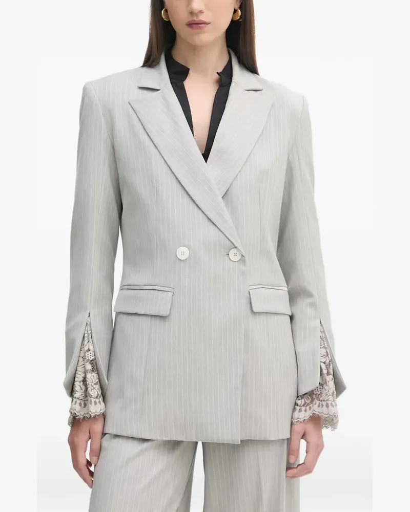 HAVEONE pinstripe-pattern double-breasted blazer - Grau Grau