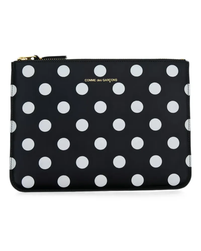 Comme des Garçons polka-dot-print calf leather pouch - Schwarz Schwarz