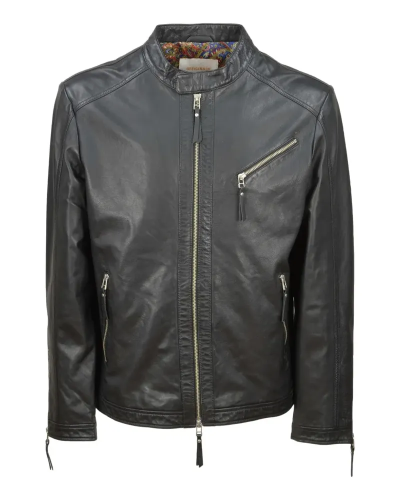 OFFICINA 36 leather biker jacket - Schwarz Schwarz