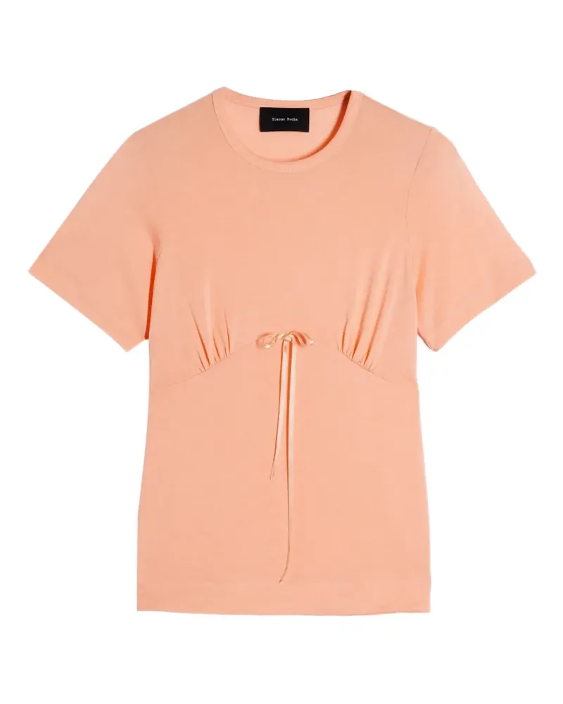 Simone Rocha Gerafftes T-Shirt mit Schleife - Orange Orange