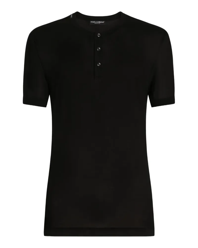 Dolce & Gabbana Serafino T-Shirt aus Seide - Schwarz Schwarz