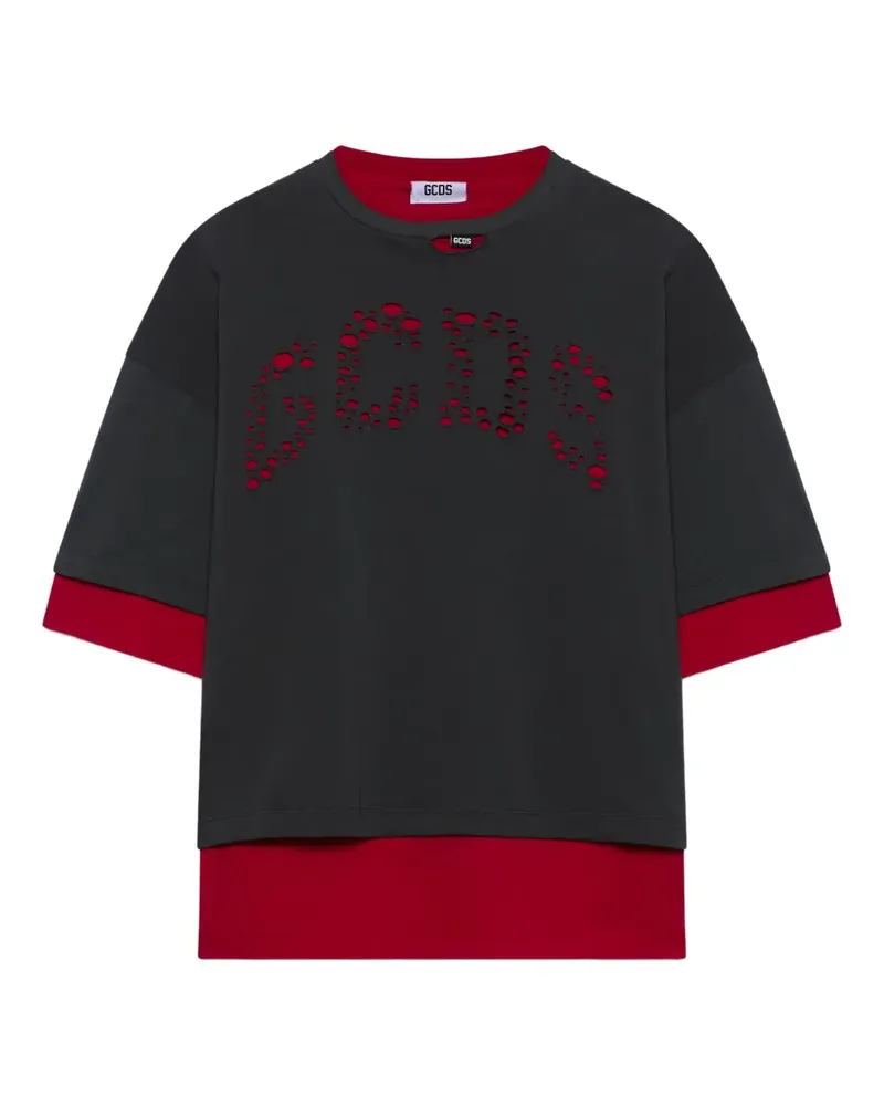 GCDS T-Shirt mit Laser-Cuts - Grau Grau