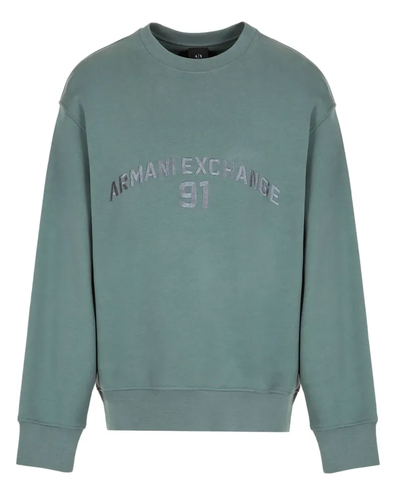 Armani Exchange Sweatshirt mit Logo-Stickerei - Grün Grün