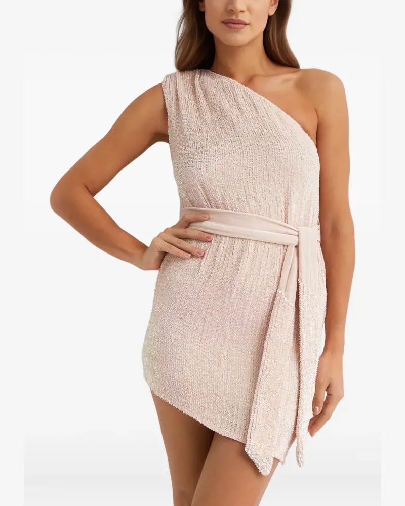 Retrofête Ella sequin-embellishment one-shoulder mini dress - Nude Nude