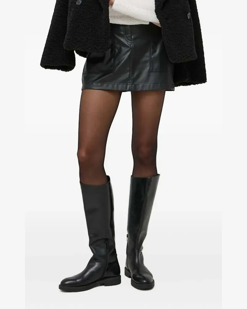 HUGO BOSS Leder-Minirock mit Tasche - Schwarz Schwarz
