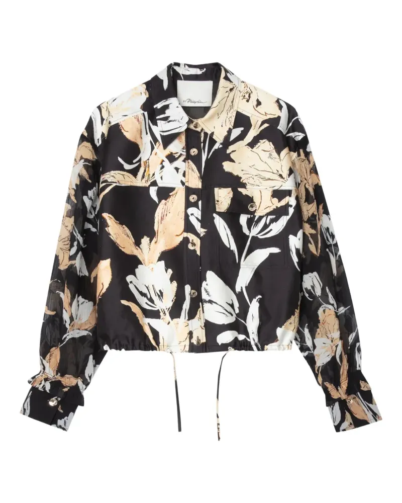 3.1 phillip lim Hemd mit Blumen-Print - Schwarz Schwarz