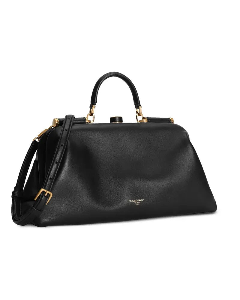Dolce & Gabbana Große Grandma Tote Bag aus Nappaleder - Schwarz Schwarz