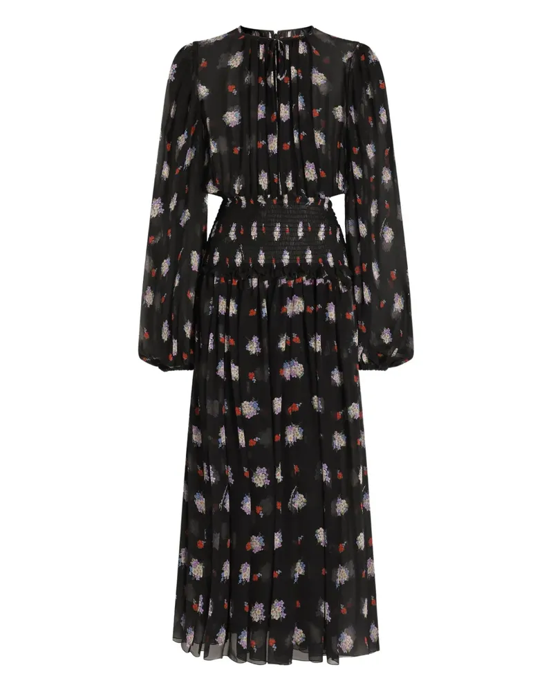 Dolce & Gabbana Midikleid mit Blumenmuster - Schwarz Schwarz