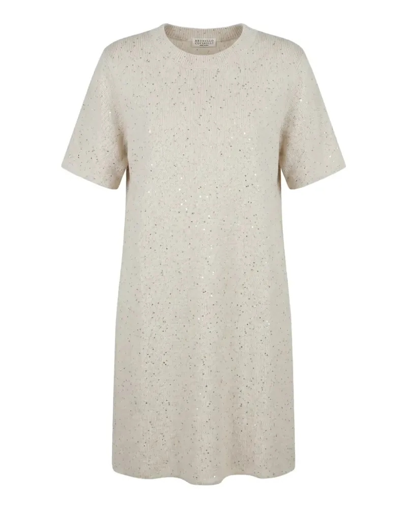 Brunello Cucinelli sequin-embellished knitted dress - Nude Nude