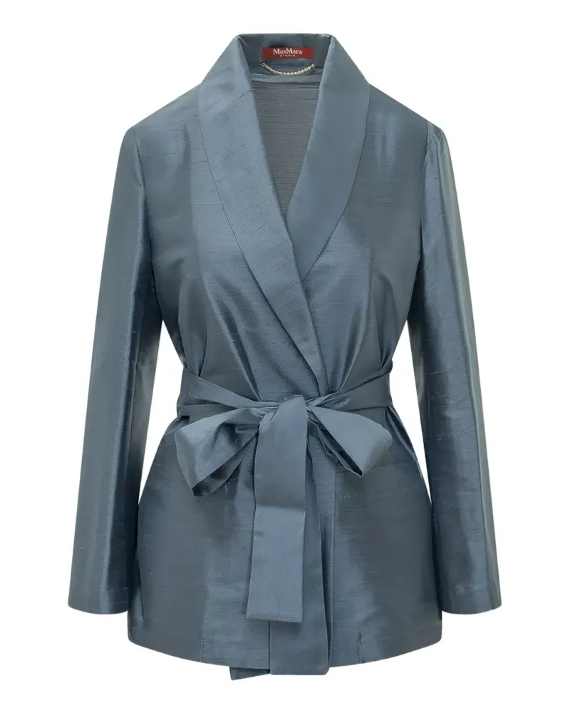 Max Mara belted silk blazer - Blau Blau