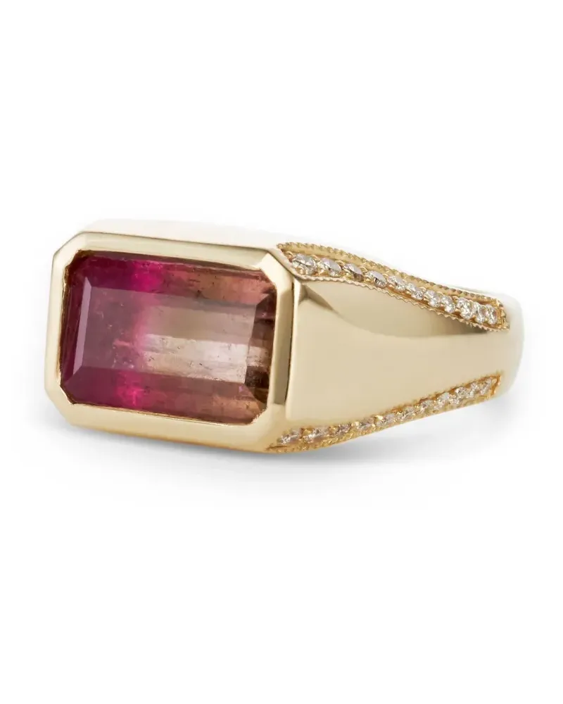 Jacquie Aiche 14kt Gelbgoldring mit Diamant und Turmalin Gold