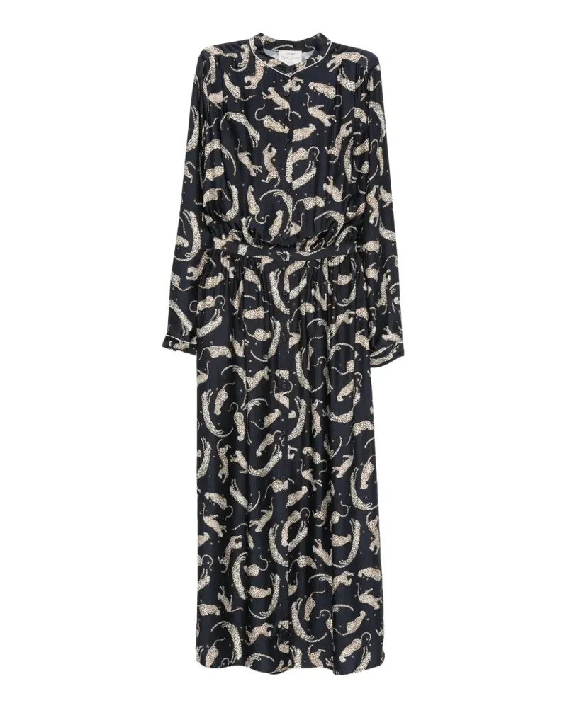 forte_forte Midikleid mit Leoparden-Print - Blau Blau
