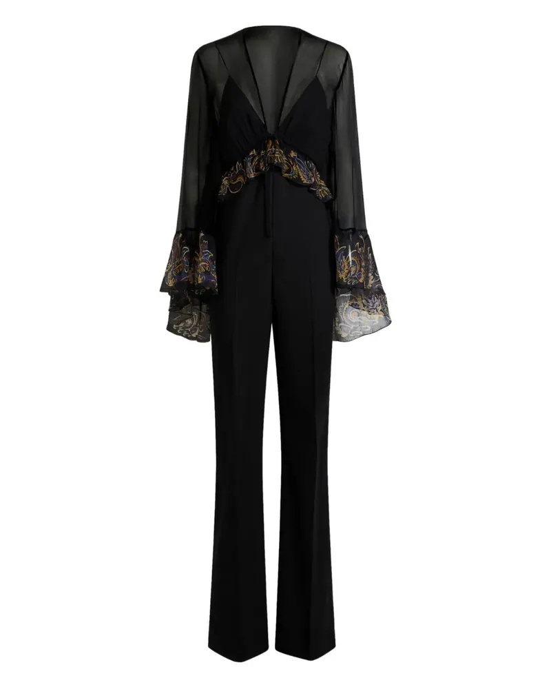 Etro flared sleeves jumpsuit - Schwarz Schwarz