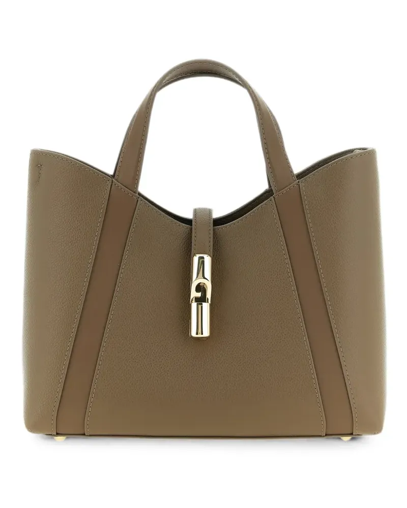 Furla Goccia grained leather tote bag - Nude Nude