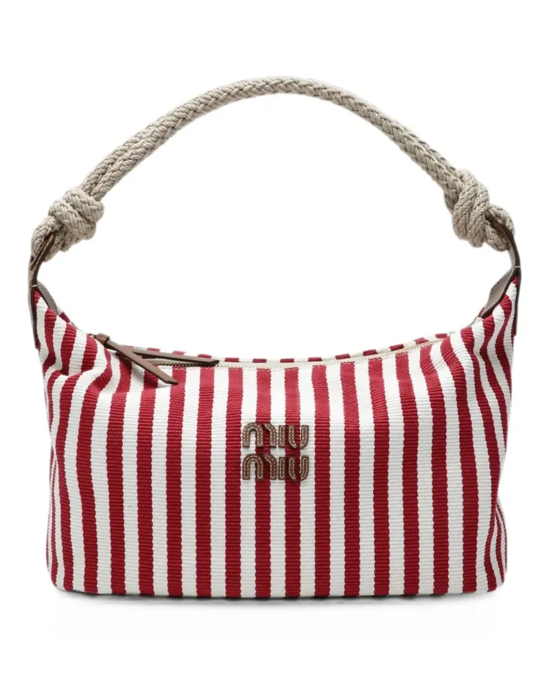 Miu Miu Gestreifte Schultertasche mit Seilhenkel - Rot Rot