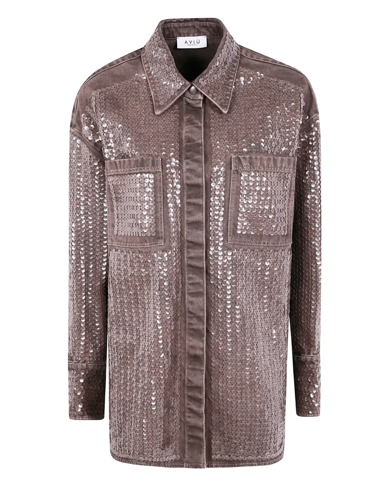 Aviù Jacke mit Paillettentaschen - Braun Braun