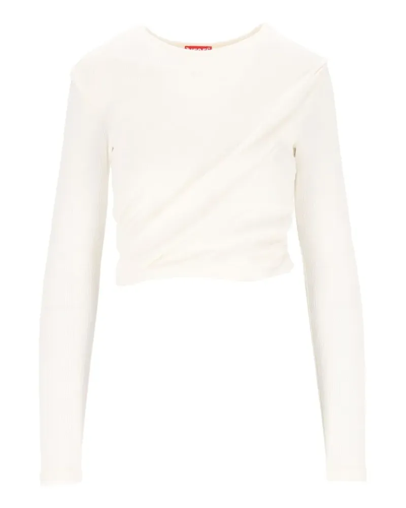 Diesel rucked-up long-sleeve T-shirt in double-layer jersey - Weiß Weiß