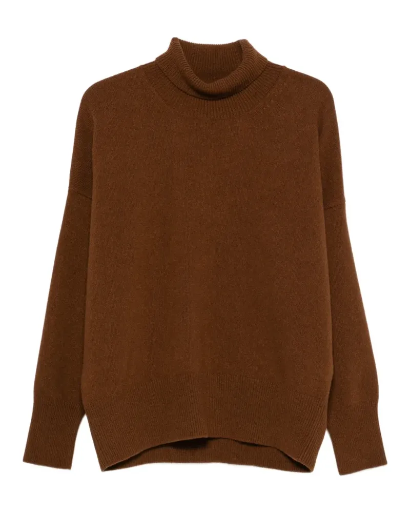 Róhe Rollkragenpullover mit tiefen Schultern - Braun Braun