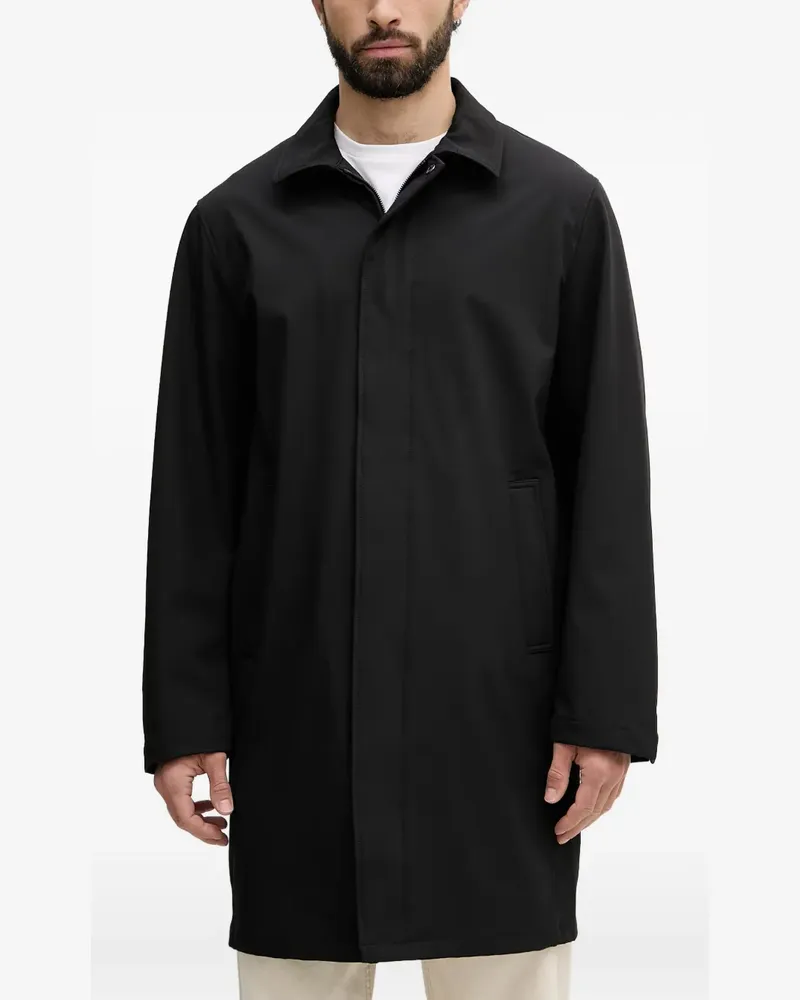 Karl Lagerfeld logo-plaque concealed-fastening single-breasted coat - Schwarz Schwarz