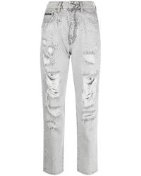 Philipp Plein Kristallverzierte Boyfriend-Jeans Grau