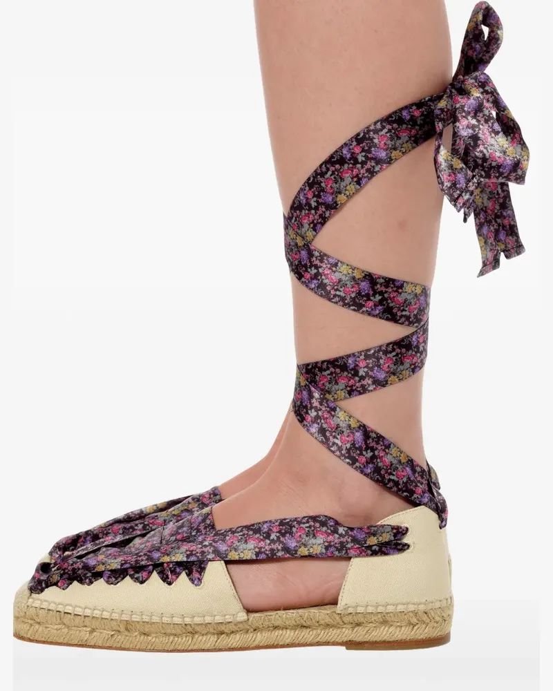 Balenciaga floral-print lace-up espadrilles - Schwarz Schwarz