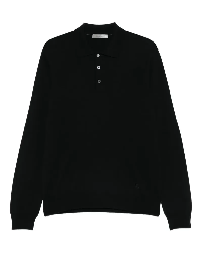 Corneliani Langärmeliges Poloshirt - Schwarz Schwarz