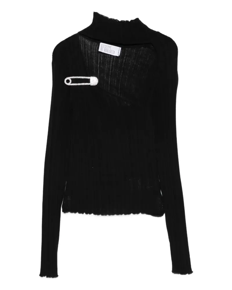 Giuseppe di Morabito Gerippter Pullover mit Sicherheitsnadel - Schwarz Schwarz