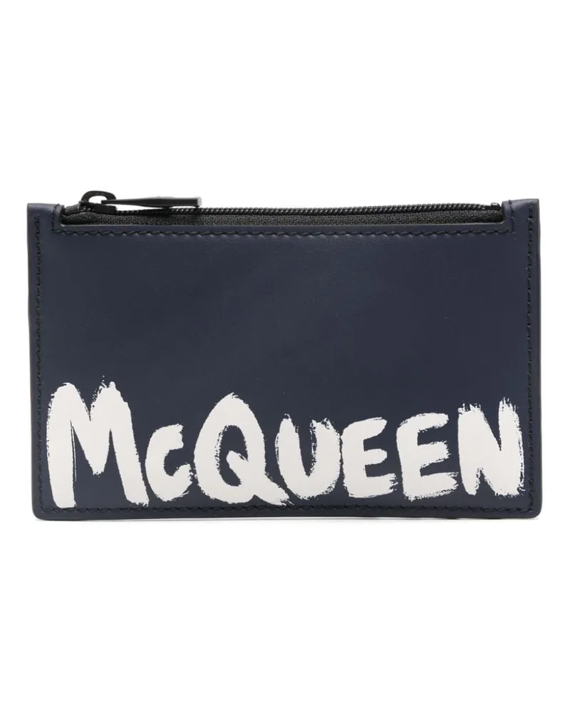 Alexander McQueen Portemonnaie mit Logo-Print - Blau Blau