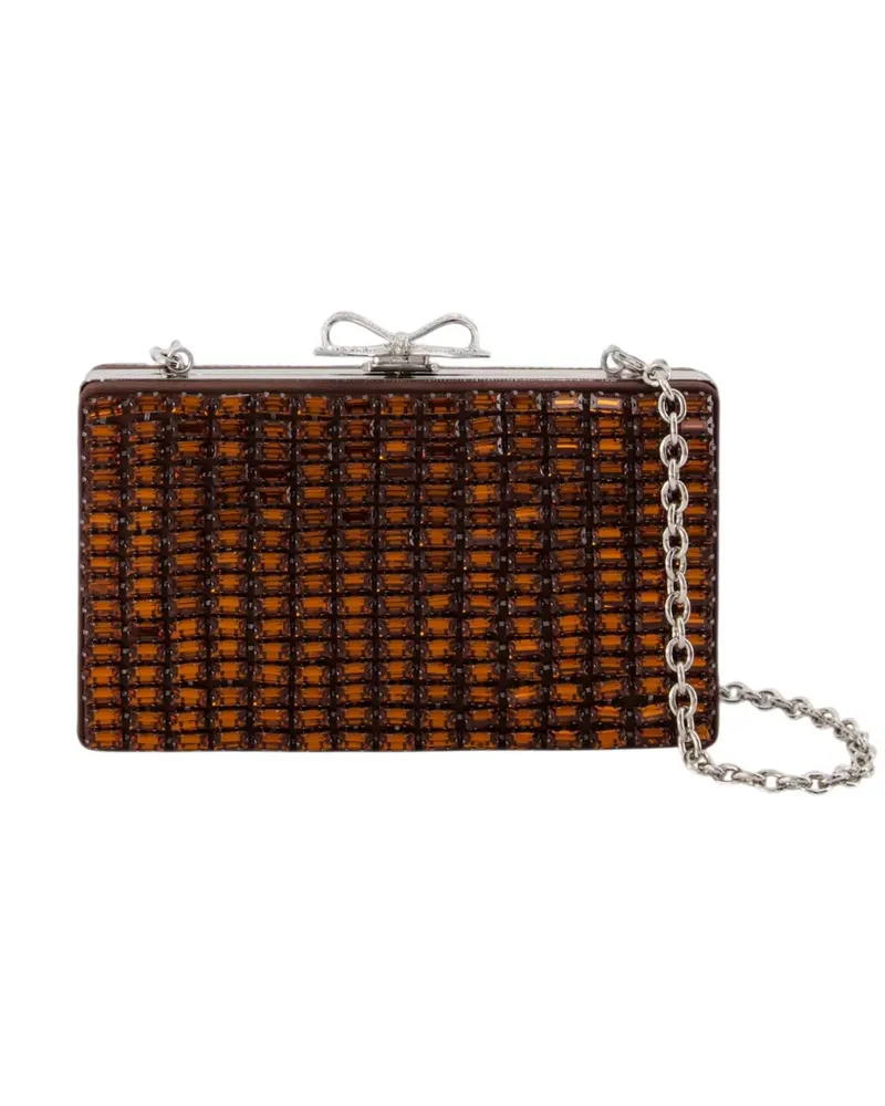 Self-Portrait Chainmail-Clutch mit Kristallen - Braun Braun