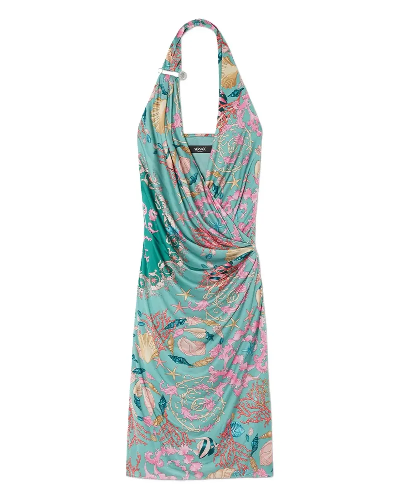 Versace Neckholder-Midikleid mit Muschel-Print - Grün Grün