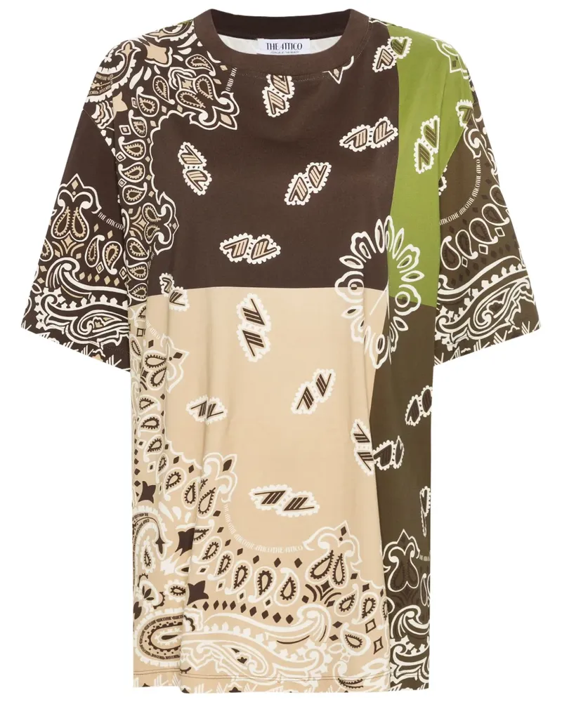 ATTICO T-Shirt mit Paisley-Print - Braun Braun