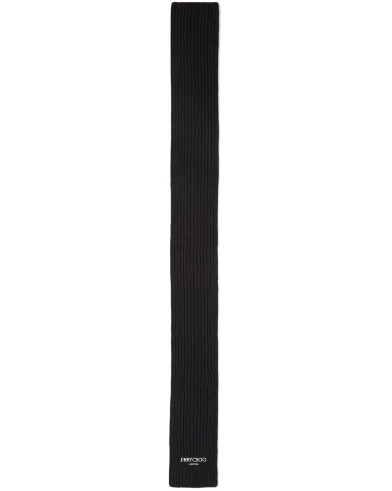 Jimmy Choo Grob gestrickter Schal mit Logo - Schwarz Schwarz
