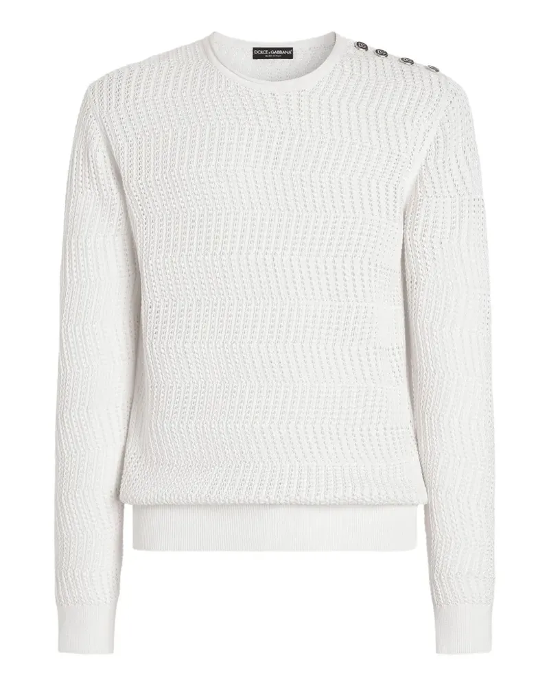Dolce & Gabbana Gehäkelter Pullover aus Seide und Baumwolle - Weiß Weiß