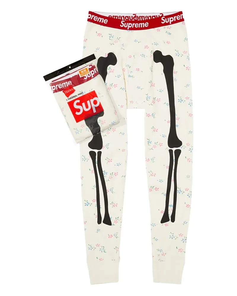 Supreme Being x Hanes Thermohose mit Bones®-Print - Nude Nude