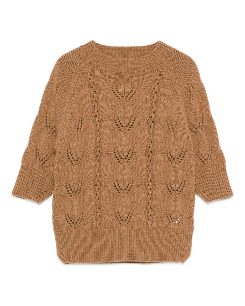 Ermanno Scervino Kurzärmeliger Pullover in Lochstrick - Nude Nude