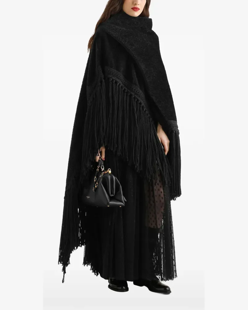 Dolce & Gabbana Cape mit Fransensaum - Schwarz Schwarz