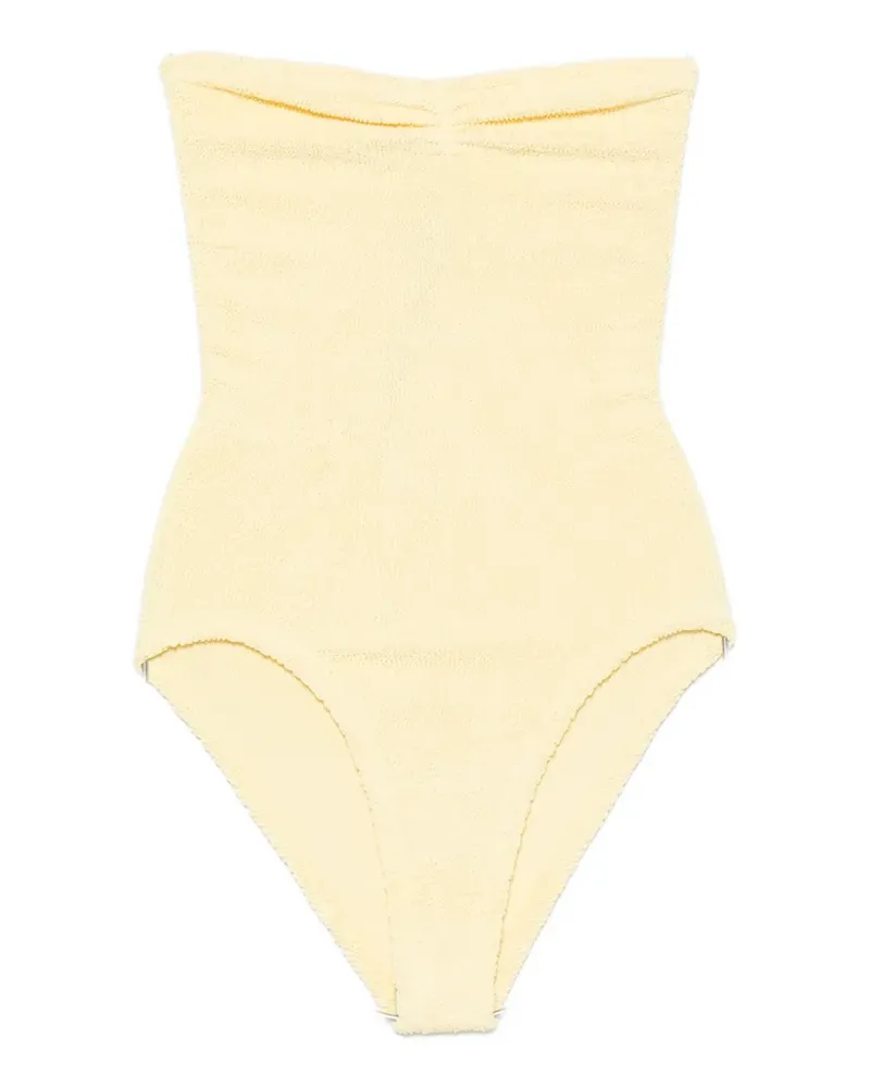 Hunza G Brooke crinkle-effect strapless swimsuit - Gelb Gelb