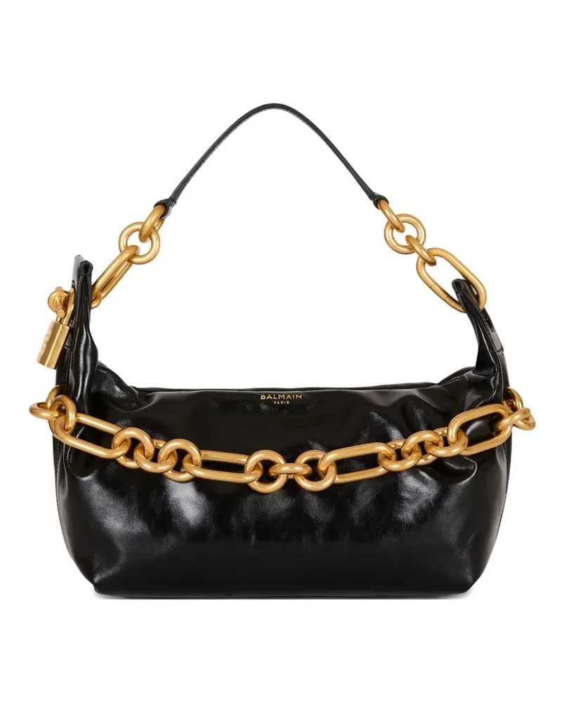 Balmain Mittelgroße Sync Schultertasche mit Schloss - Schwarz Schwarz