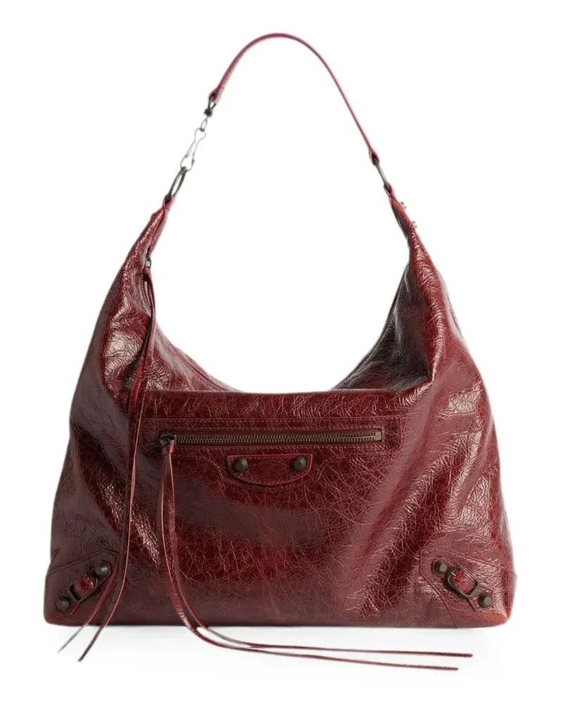 Balenciaga Mittelgroße Le City Schultertasche mit Knitteroptik - Rot Rot