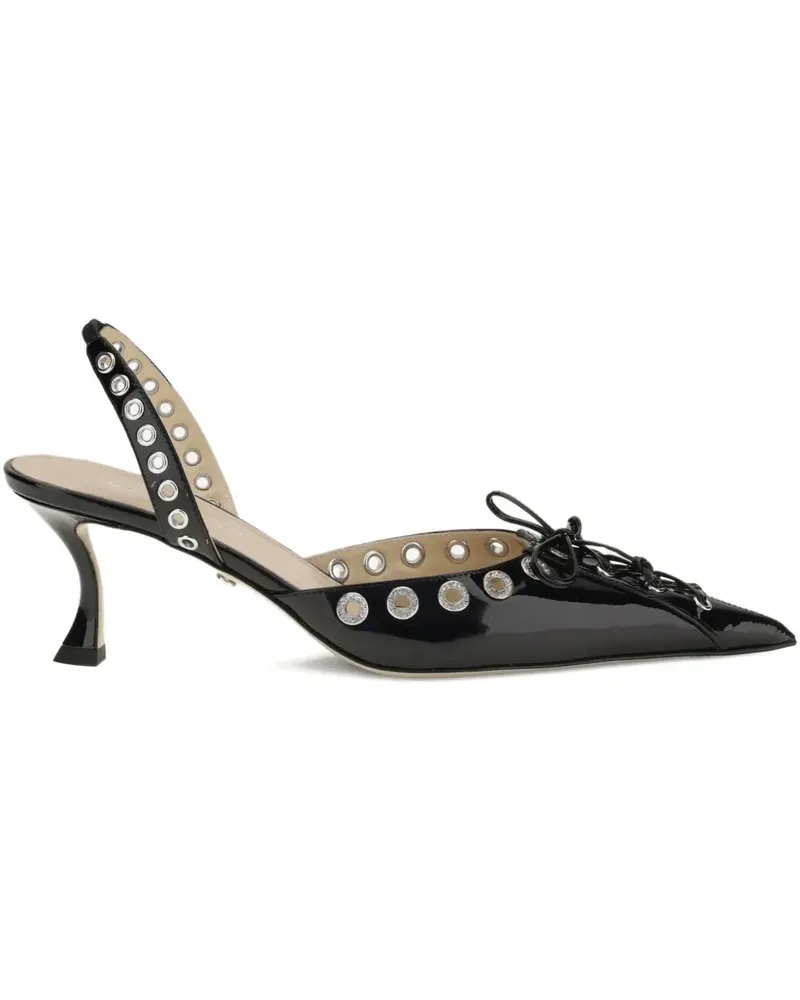 Mach & Mach Slingback-Pumps mit Kristallen - Schwarz Schwarz